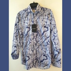 Blake Mill NWT Blue Print LS Flip Cuff Shirt Small